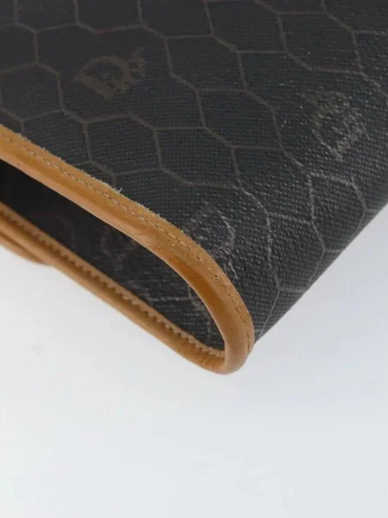 Christian Dior Honeycomb Canvas Chain Shoulder Bag PVC Black Gold Auth - Picture 9 of 15